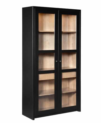 Amish Roanoke Display Cabinet [Shown in Brown Maple with a two-tone finish (Muted Black on Frame and Almond for interior)]