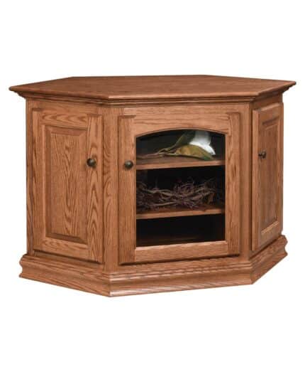 Amish Traditional 48" Corner TV Stand [Shown in Red Oak with a Harvest finish]