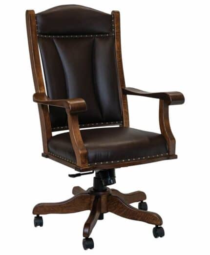 Amish Buckeye Office Chair [Shown in Quartersawn White Oak with an Asbury Brown finish and Mahogany Genuine Leather]