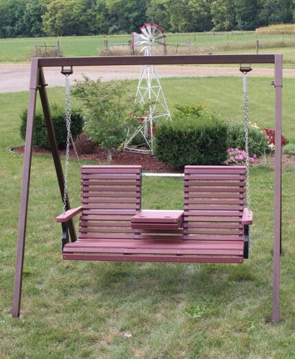 Amish Poly 5' Rollback Swing with Console and Metal Frame