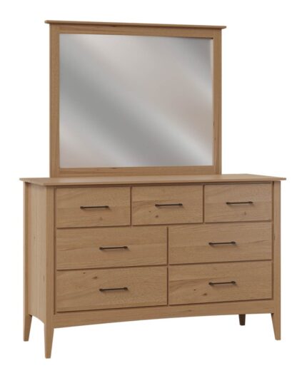 Amish Atlantic 7 Drawer Dresser [Shown with JRAL-046 Mirror in Rustic Hickory with a Tundra finish]