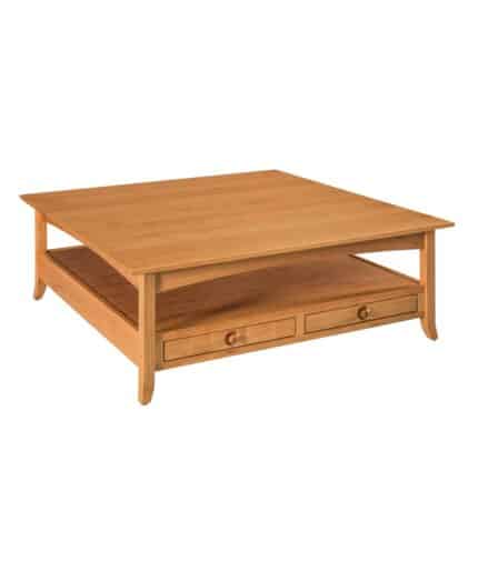 Amish Shaker Hill 48" Open Coffee Table with 2 Drawers [SK04848C]