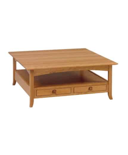 Amish Shaker Hill 42" Open Coffee Table with 4 Drawers [SKO4242C]