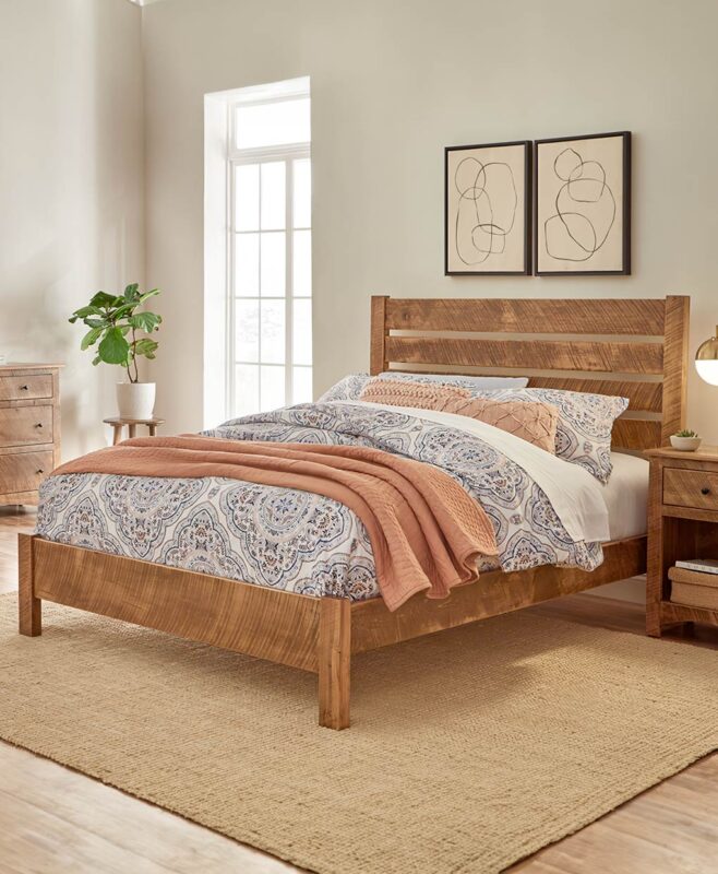 Amish Troy Bed [Shown in Rustic Rough Sawn Brown Maple with a Harvest finish]