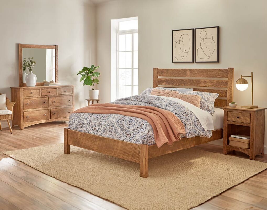Amish Troy Bedroom Set [Shown in Rustic Rough Sawn Brown Maple with a Harvest finish]